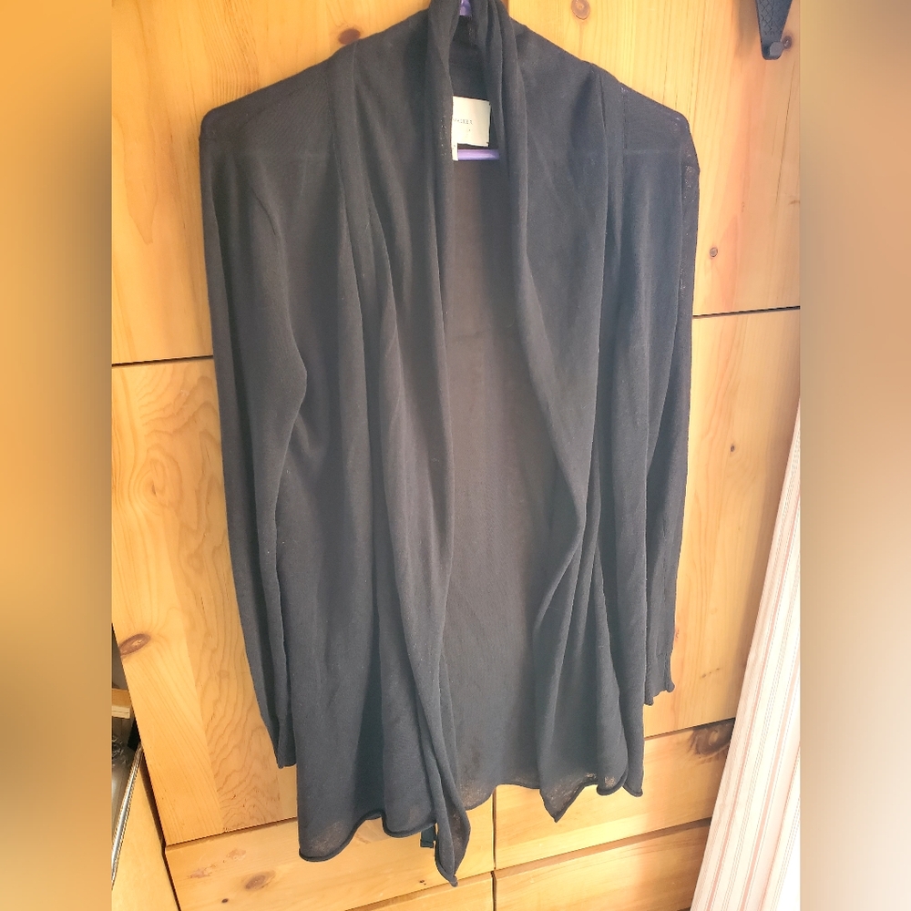 Brochu Walker Women's Black Open Linen & Cotton Lightweight Cardigan Size Small